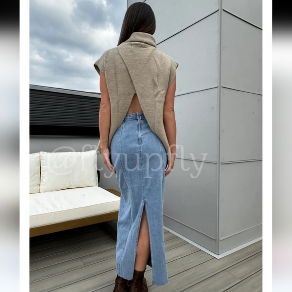 Zara denim midi skirt blue Size XS S M XL - Picture 6 of 17